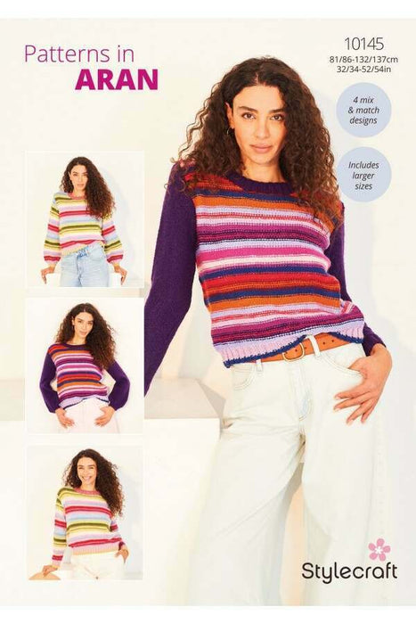 Knitting Pattern Ladies Sweaters in Stylecraft Aran 10145