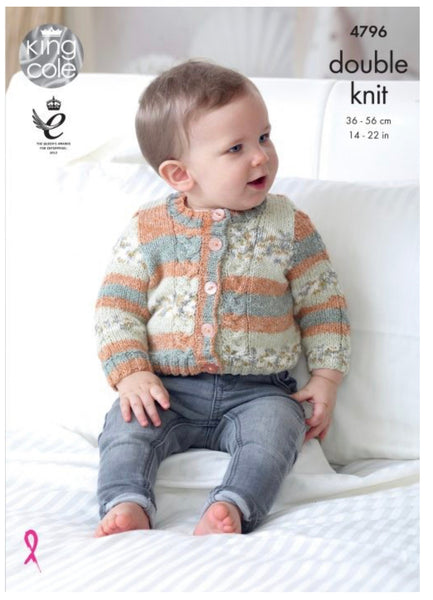 Knitting Pattern - Baby Cardigans & Wasitcoats - King Cole Drifter for Baby DK - 4796