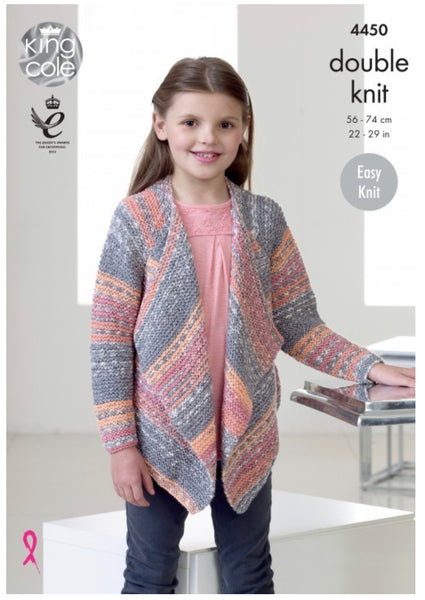 Knitting Pattern Childs Waterfall Cardigan & Top - King Cole Drifter DK - 4450