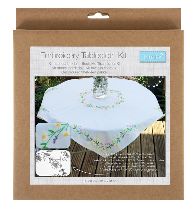 Trimits Embroidery Kit Printed Tablecloth Kit Daisy Chain TTC001