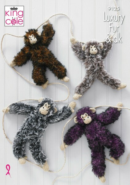 Knitting Pattern chimpanzees King Cole Luxury Fur & DK - 9125