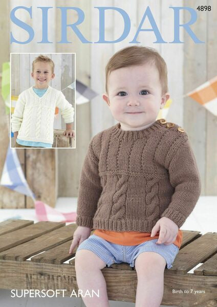 Knitting Pattern Baby & Childs Sweaters Sirdar Supersoft Aran - 4898