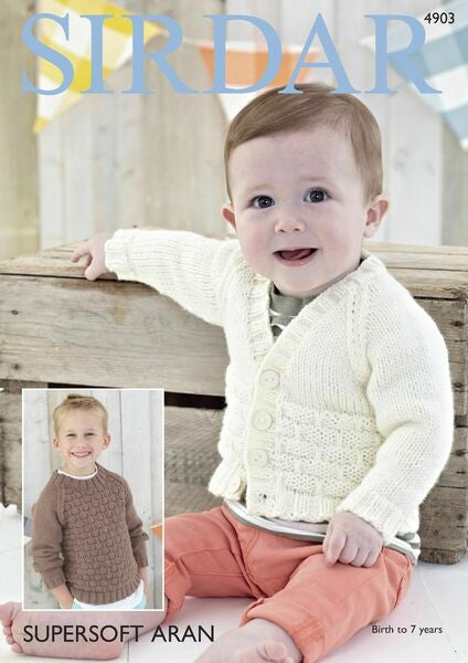 Knitting Pattern - Baby & child Boys Sweater & Cardigan - Sirdar Supersoft Aran - 4903