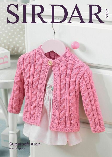 Knitting Pattern - Baby Cardigan - Sirdar Supersoft Aran - 5237