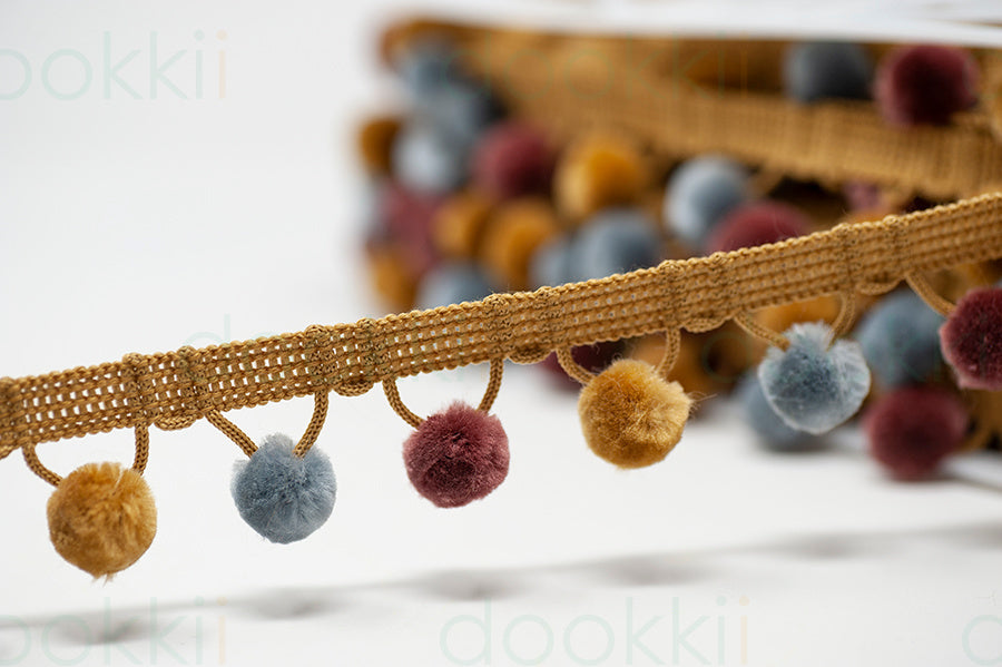Simplicity Pom Pom Trim 28mm Ball Fringe 1 Metre - All Colours