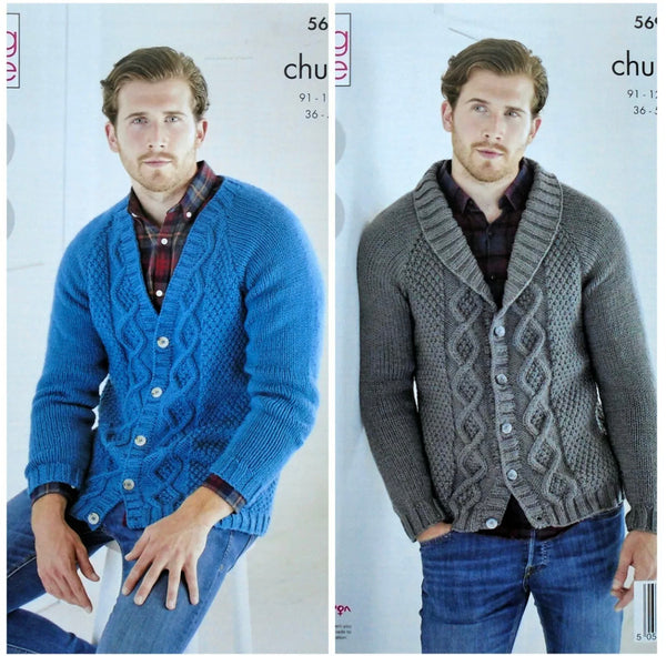 Knitting Pattern Mens Cardigans King Cole ultra-Soft Chunky 5692