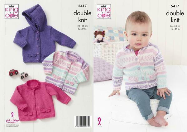 Knitting Pattern Babies Cardigans - King Cole Cherished DK & Cherish DK - 5417