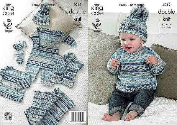 Knitting Pattern Baby Set Prem - 12 Months - King Cole Cherish DK - 4012