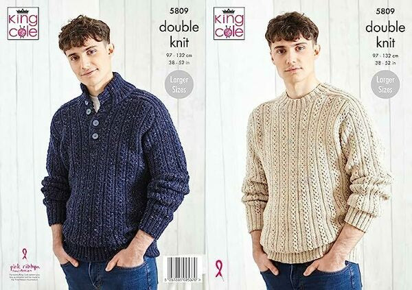 Knitting Pattern Mens Sweaters - King Cole Merino DK - 5809