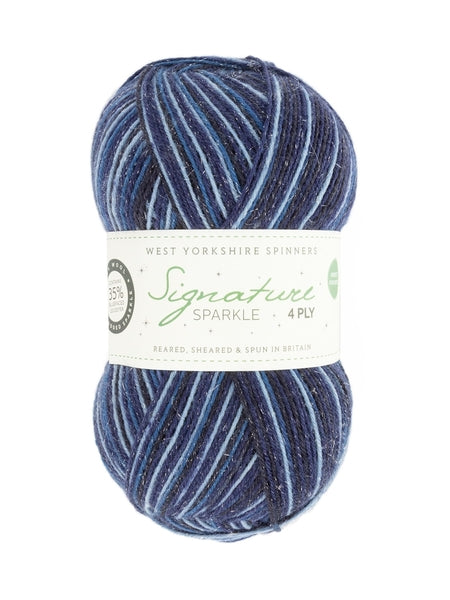 West Yorkshire Spinners Signature Sparkle 4 Ply Yarn 100g - Silent Night 906