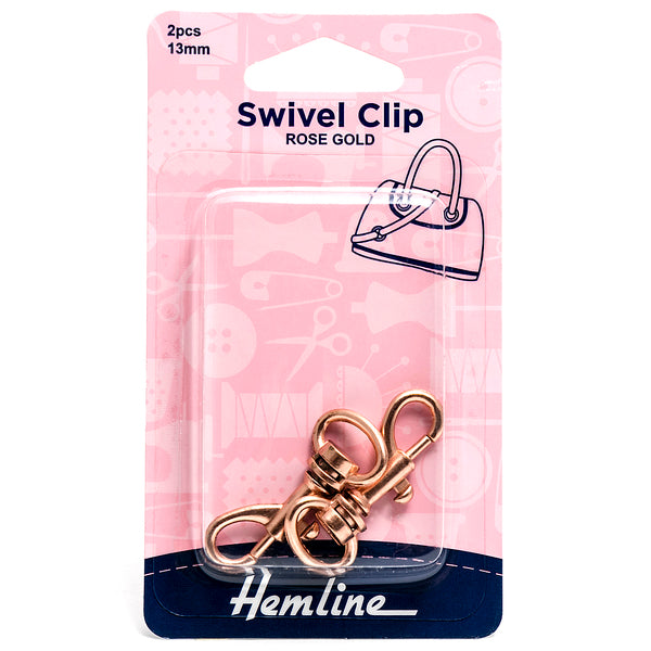 Hemline Swivel Clip 13mm Rose Gold Pack of 2  - H4517.13.RG