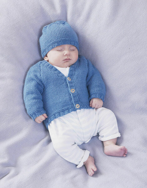 Knitting Pattern Baby Hat, Cardigan, Mittens & Bootees Sirdar Snuggly DK - 1365