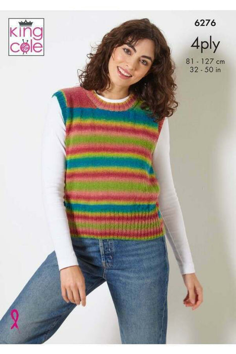 Knitting Pattern Sweater & Slipover in King Cole Rebel 4 Ply 6276