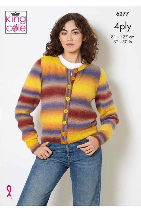 Knitting Pattern Cardigan & Waistcoat in King Cole Rebel 4 Ply 6277