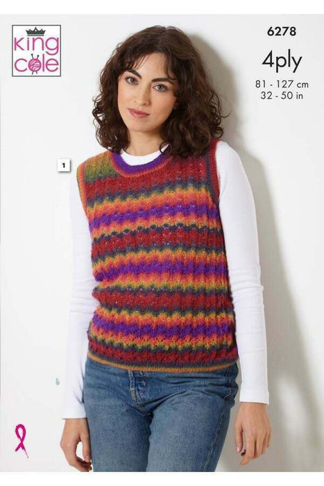Knitting Pattern Top & Accessories in King Cole Rebel 4 Ply 6278