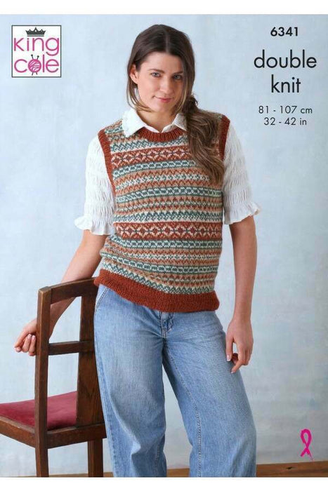 Knitting Pattern Cardigan & Tank Top in King Cole DK 6341