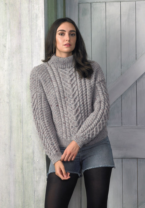 Knitting Pattern Cable Sweater in James C. Brett Aran JB762