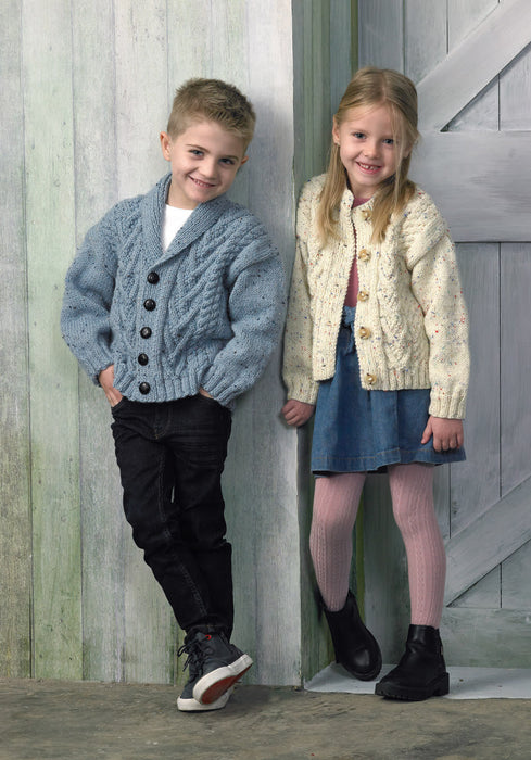 Knitting Pattern Childs Cable Knit Jacket & Cardigan in James C. Brett Aran JB764