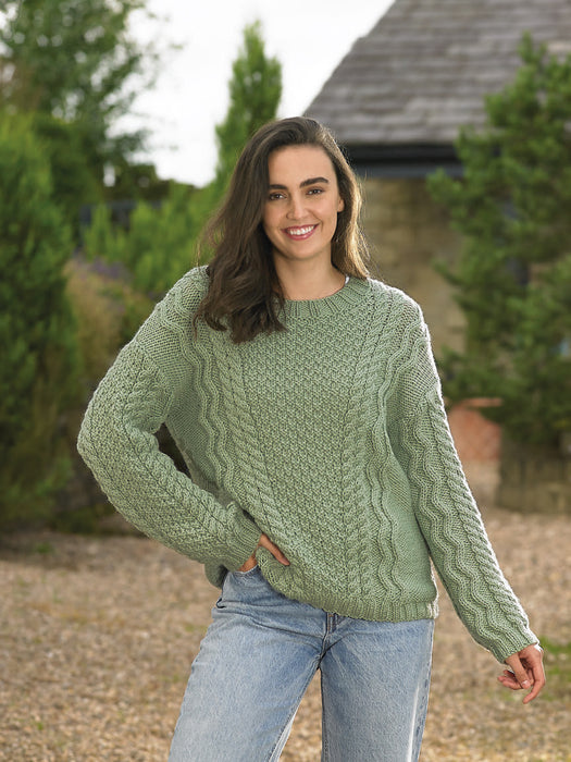 Knitting Pattern Adults Cable Sweater on James C. Brett Chunky With Merino JB752