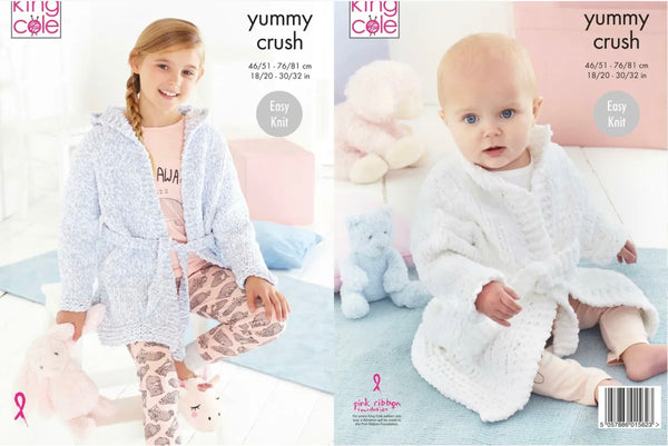 Knitting Pattern - Baby & Children’s Dressing Gowns - King Cole Yummy Crush - 5602
