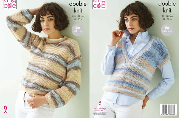 Knitting Pattern Ladies Top & Sweater King Cole Beaches DK - 5911