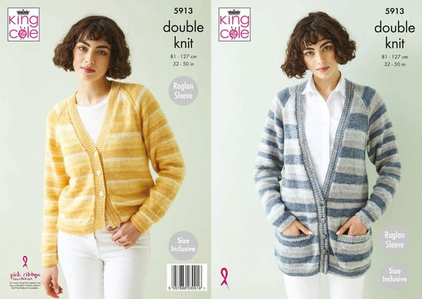 Knitting Pattern - Ladies Cardigans - King Cole Island Beaches DK - 5913