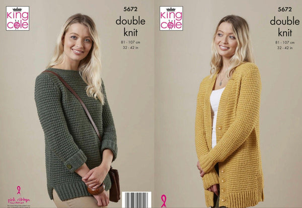 Knitting Pattern Ladies Cardigan & sweater - King Cole Subtle Drifter DK - 5672