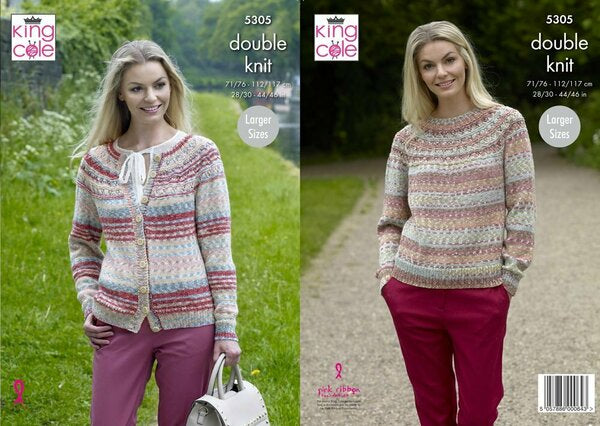 Knitting Pattern Ladies Cardigan & Sweater - King Cole Drifter DK - 5305