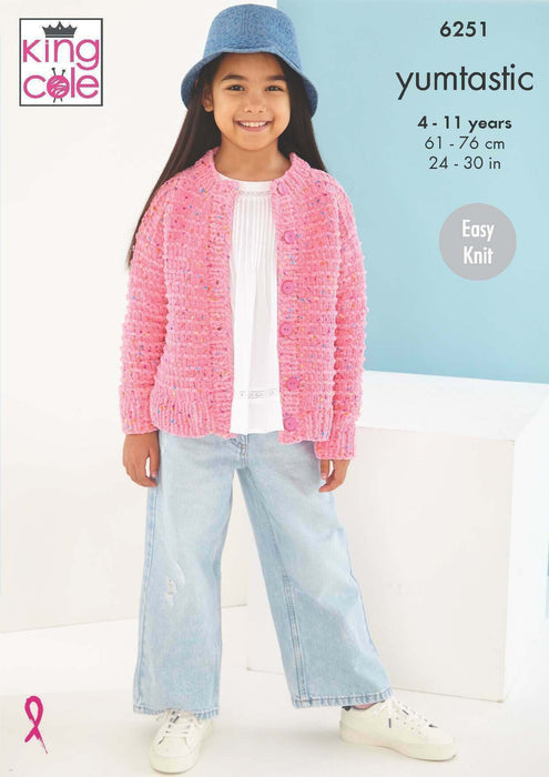 Knitting Pattern Child’s Sweater & Cardigan in King Cole Yumtastic Chunky 6251