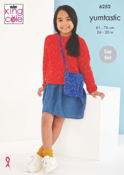 Knitting Pattern Child’s Sweater & Bag in King Cole Yumtastic Chunky 6252