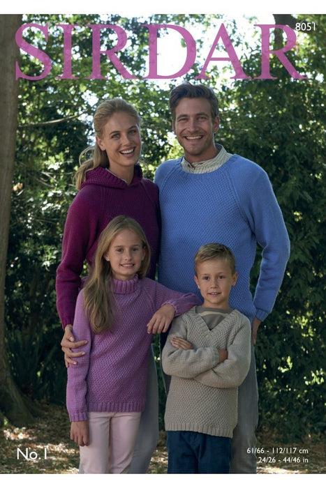 Knitting Pattern Family Sweaters in Sirdar No1 DK (Leaflet) 8051