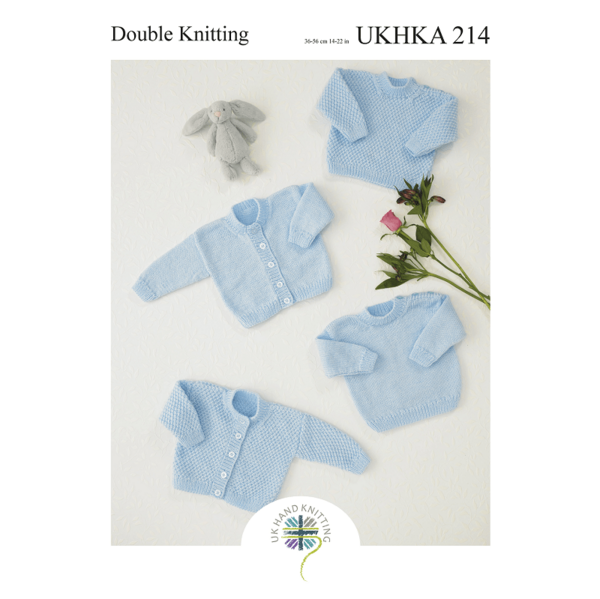 Knitting Pattern Baby Sweaters & Cardigans Double Knitting - UKHKA 214