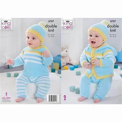 Knitting Pattern Baby Set King Cole Baby DK - 5727 (Discontinued)