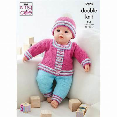 Knitting Pattern Dolls Clothes King Cole Double Knit - 5923