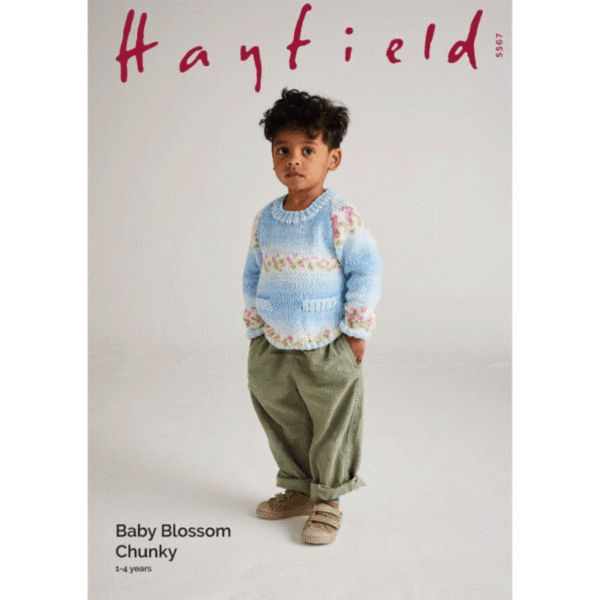 Knitting Pattern Pocket Sweater 1-4 Years - Hayfield Blossom Chunky - 5567