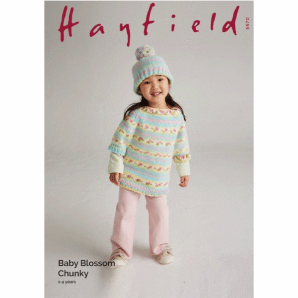 Knitting Pattern New Blooms Poncho & Hat - Hayfield Baby Blossom Chunky - 5570