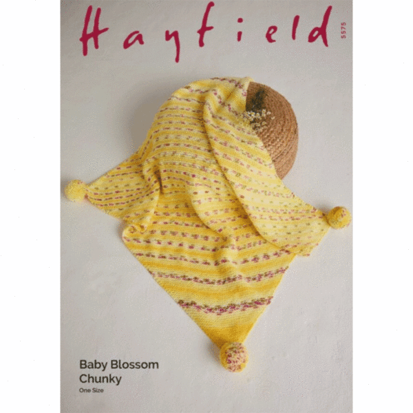Knitting Pattern Petal Pom Pom Blanket - Hayfield Baby Blossom Chunky - 5575