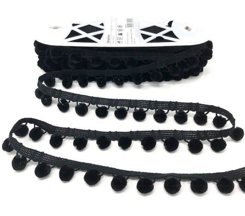 Simplicity Pom Pom Trim 28mm Ball Fringe 1 Metre - All Colours