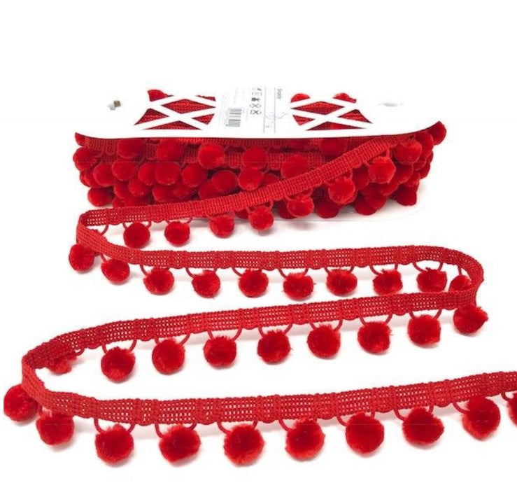 Simplicity Pom Pom Trim 28mm Ball Fringe 1 Metre - All Colours
