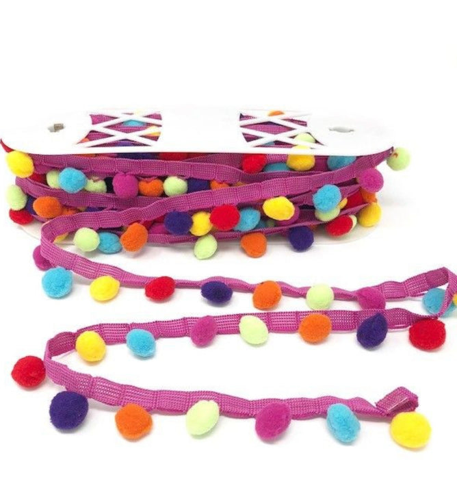 Simplicity Pom Pom Trim 28mm Ball Fringe 1 Metre - All Colours