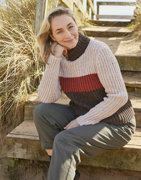 Knitting Pattern Ladies Coastline Roll Neck Sweater - Sirdar Haworth Tweed DK - 10698