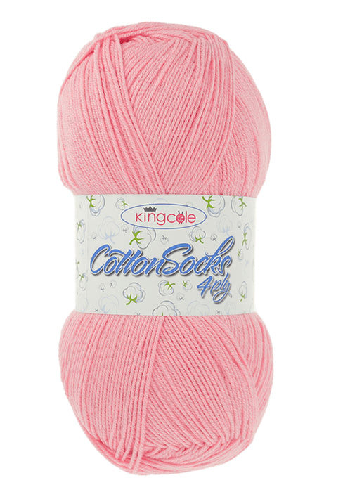 King Cole Cotton Socks 4 Ply Yarn 100g - All Shades