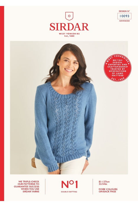 Knitting Pattern Ladies Long & 3/4 Length Sleeve Sweater in Sirdar No1 DK 10093 *