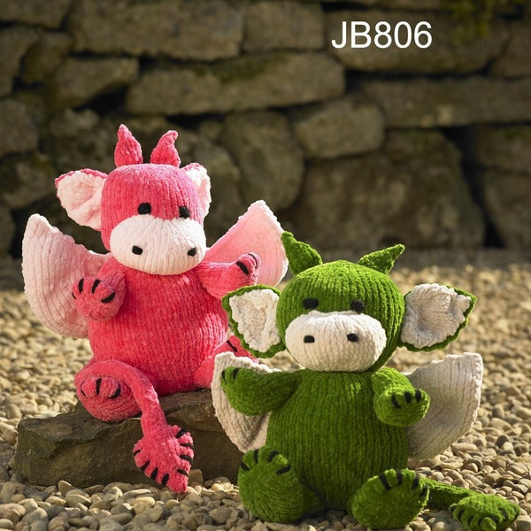 Knitting Pattern Toy Dragon - James C. Brett Flutterby Chunky - JB806
