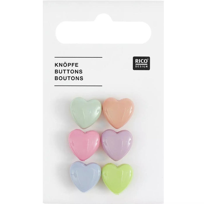Rico Design Buttons Heart Pastel 389073