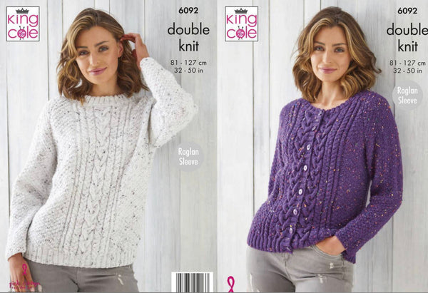 Knitting Pattern Ladies Sweater & Cardigan King Cole Big Value DK - 6092