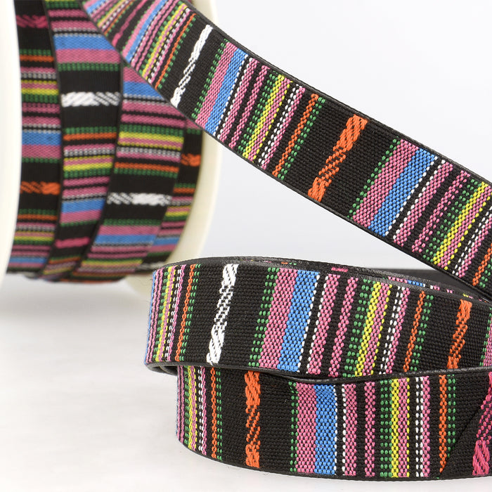 Stephanoise Trimmings Faux Leather Lined Webbing Multi 25mm Wide x 1 Metre SB04870/B025 - All Shades
