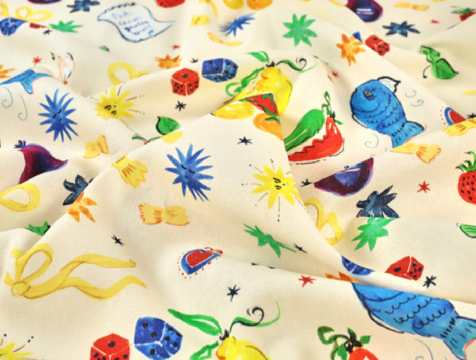 Fabric Godmother Meze Viscose & Linen Multi - Half Metre