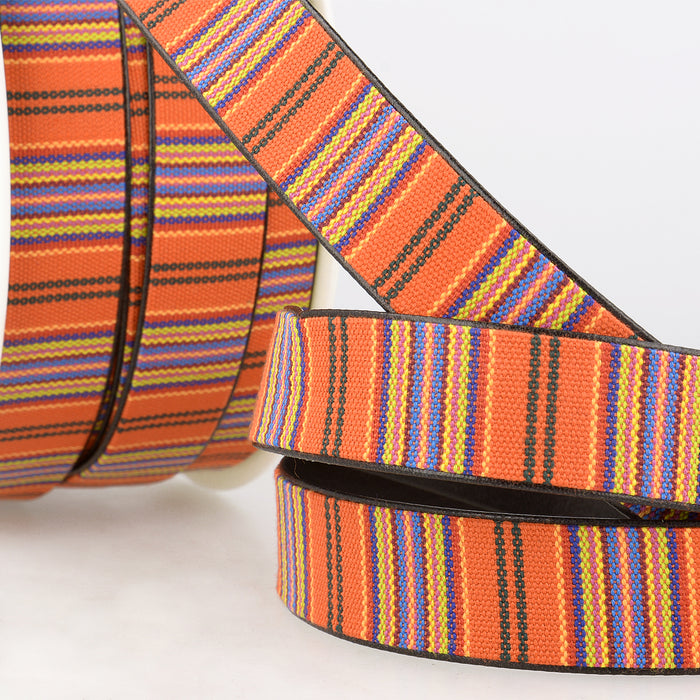 Stephanoise Trimmings Faux Leather Lined Webbing Multi 15mm Wide x 1 Metre SB04870/B015 - All Shades