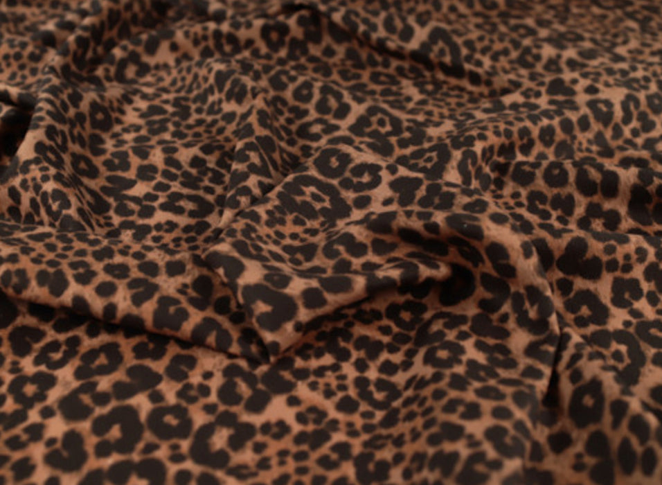Fabric Godmother Ace Animal Print Viscose & Linen Crepe Brown - Half Metre
